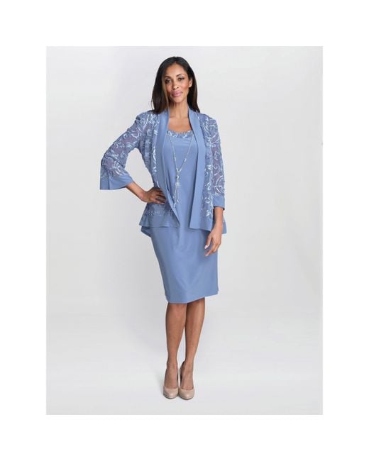Gina Bacconi Blue Beverley Soutache Dress And Jacket
