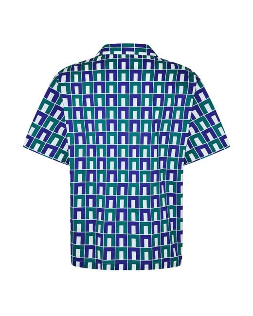 Lacoste Blue Short Sleeved Monogram Print Shirt for men