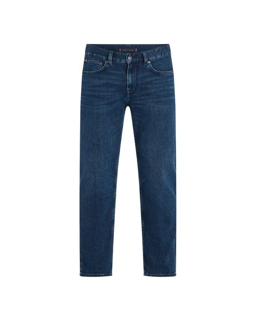 Tommy Hilfiger Blue Denton Whiskered Straight Leg Jeans for men