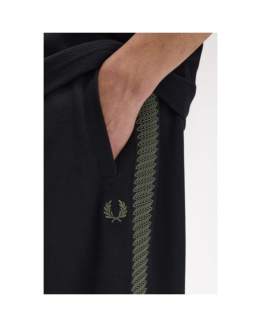 Fred Perry Black Side Tape Woven Open Hem Tracksuit Joggers for men
