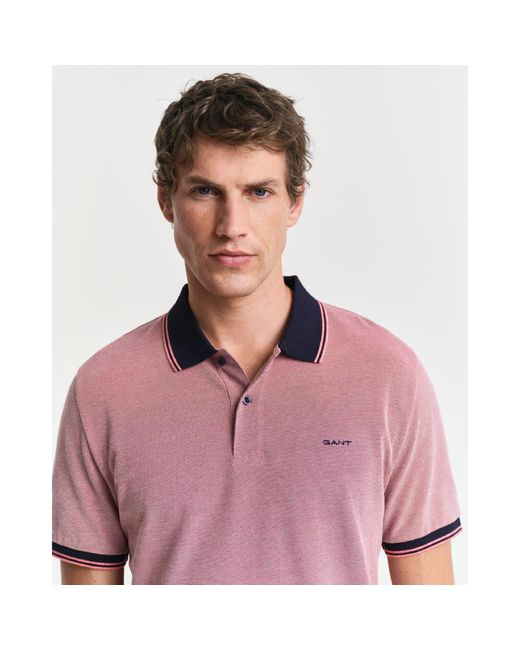 Gant Purple 4-Colour Short Sleeved Oxford Pique Polo Shirt for men