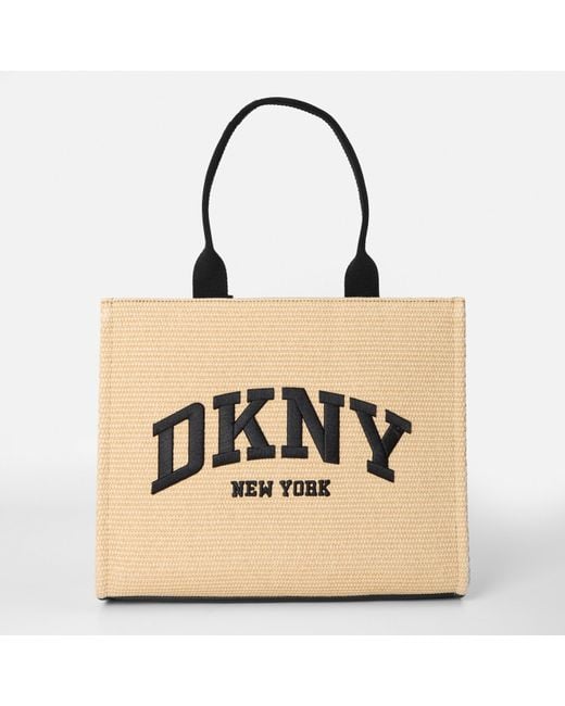 DKNY Natural Logo Straw Bag