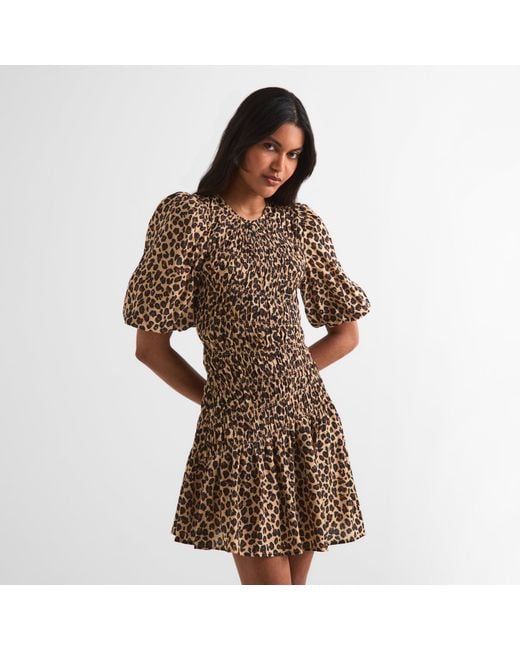 Never Fully Dressed Natural Leo Nara Print Mini Dress