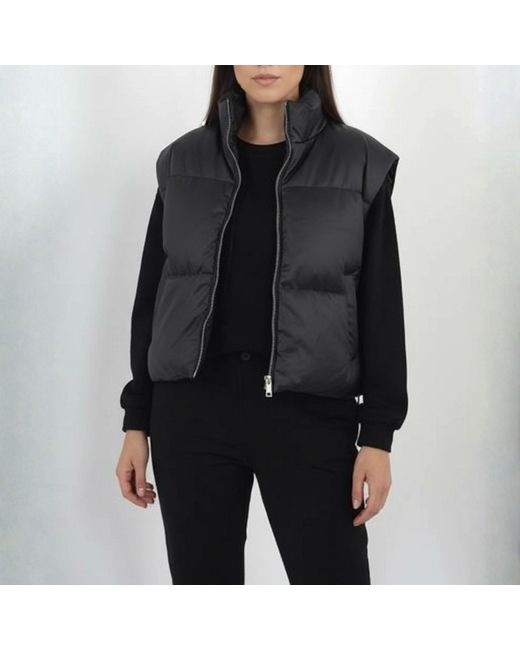 Brave Soul Black Bs Matte High Neck Puffer Gilet
