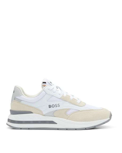 Boss White Kurt Runner Style Trainers for men