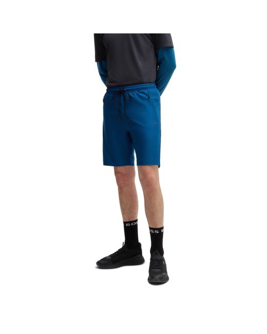 Boss Blue Headlo Active Fleece Jogger Shorts for men