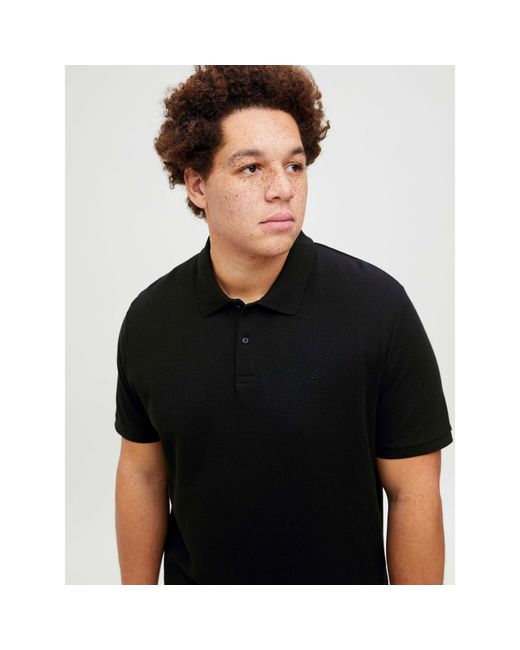 Jack & Jones Black Austin Short Sleeve Polo Shirt for men