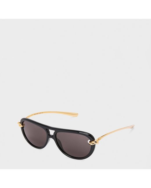 Bottega Veneta Gray Bv1418S Aviator Sunglasses