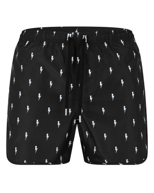 Neil Barrett Black Micro Bolt Shorts for men