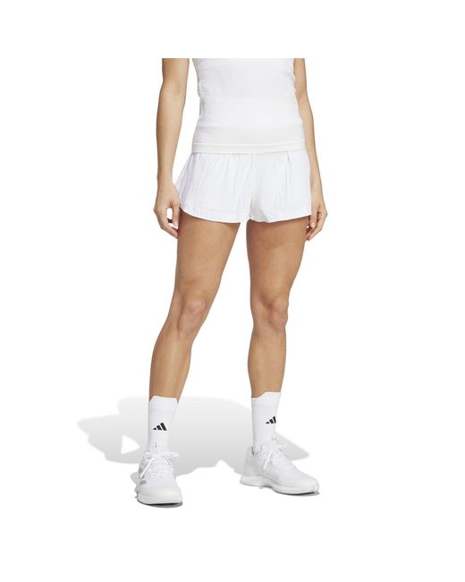 Adidas White Tennis Pro Seersucker Shorts
