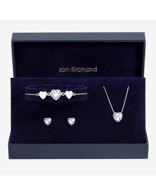 Jon Richard Blue Crystal Heart Trio Set