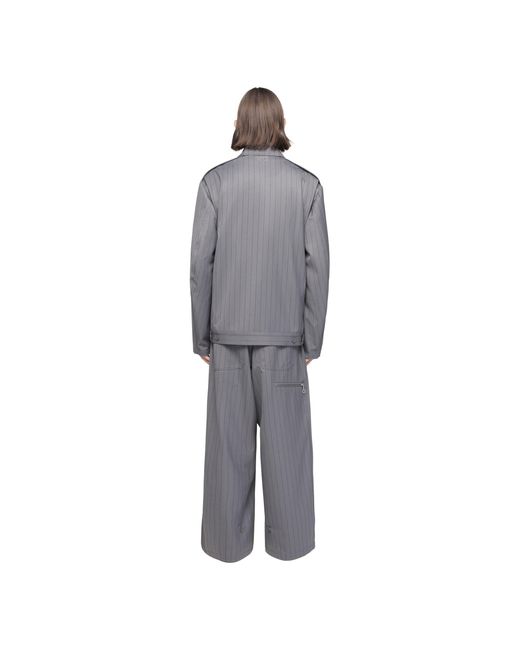 Y-3 Gray Full Zip Stripe Harrington Jacket for men