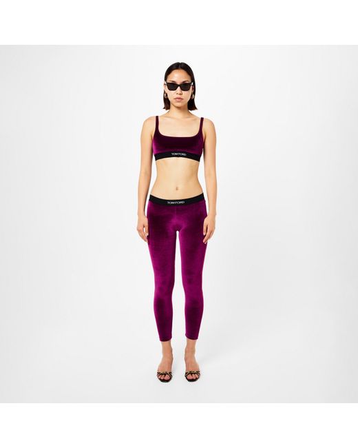 Tom Ford Purple Velour Signature Leggings