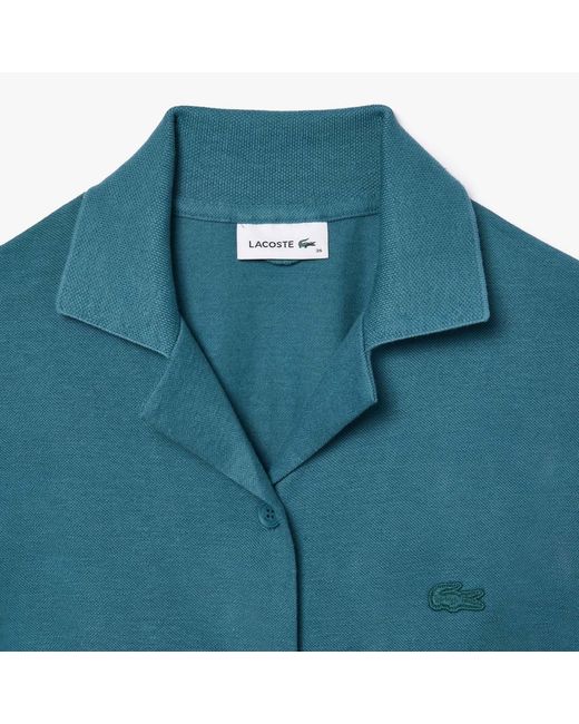 Lacoste Blue Linen And Cotton Belted Shirt Dress