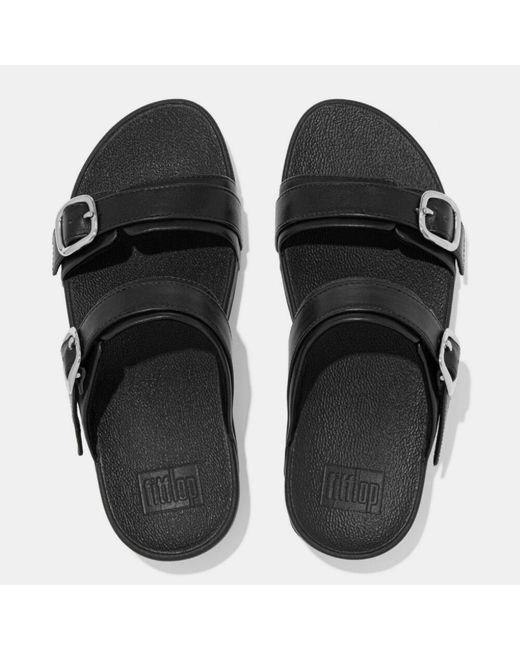 Fitflop Black Lulu Adjustable Leather Slides