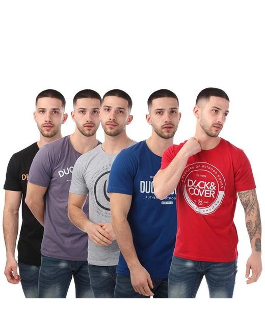 Duck and Cover Blue Wellingbrow 5 Pack T-shirts for men