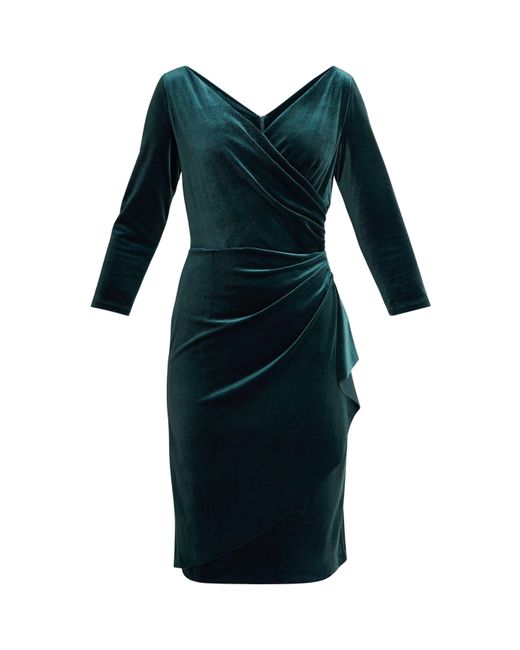 Gina Bacconi Green Zoe Velvet Wrap Dress