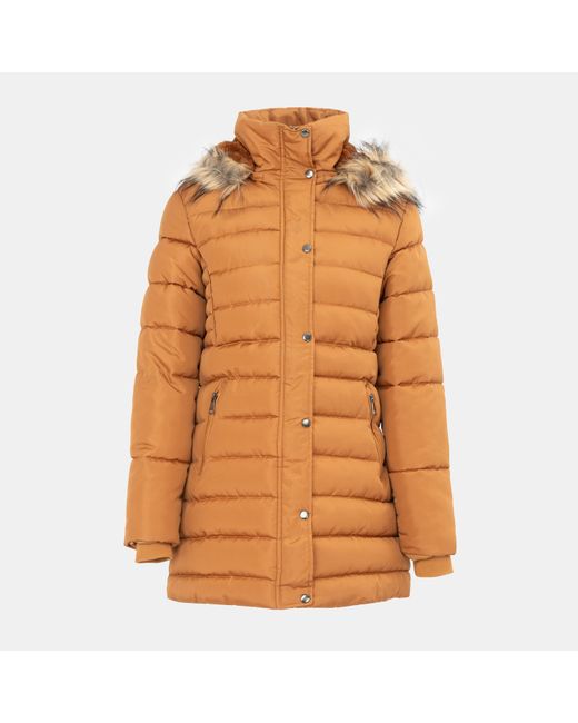 I Saw It First Orange Isif Detachable Hood Sherpa Lined Knee Length Parka