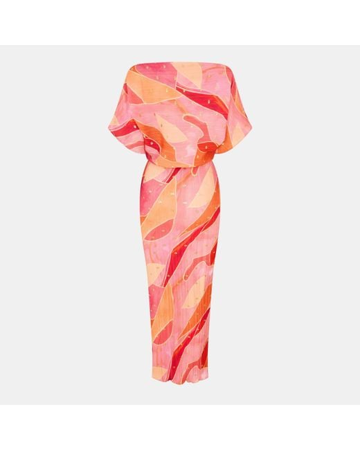 Never Fully Dressed Orange Abstract Tilly Maxi Dress