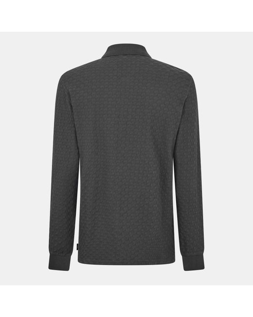 Paul Smith Gray Button Waffle Long Sleeve Polo Shirt for men