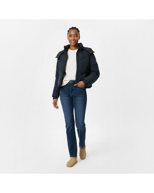 Jack Wills Black Ritcher Padded Waterproof Hooded Cropped Long Sleeve Short Puffer Jacket