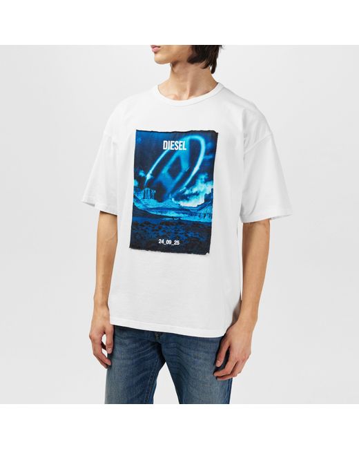 DIESEL Blue Graphic Print T-Shirt for men