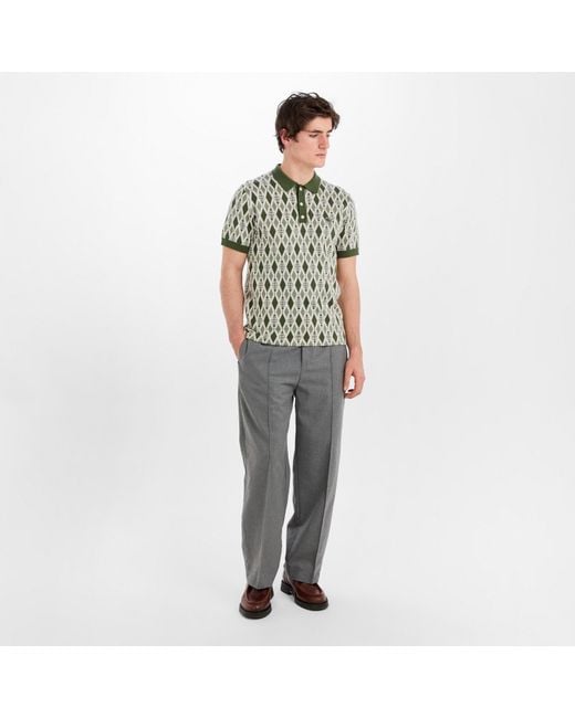 Pretty Green Green Roxy Knitted Short-Sleeve Polo Shirt for men