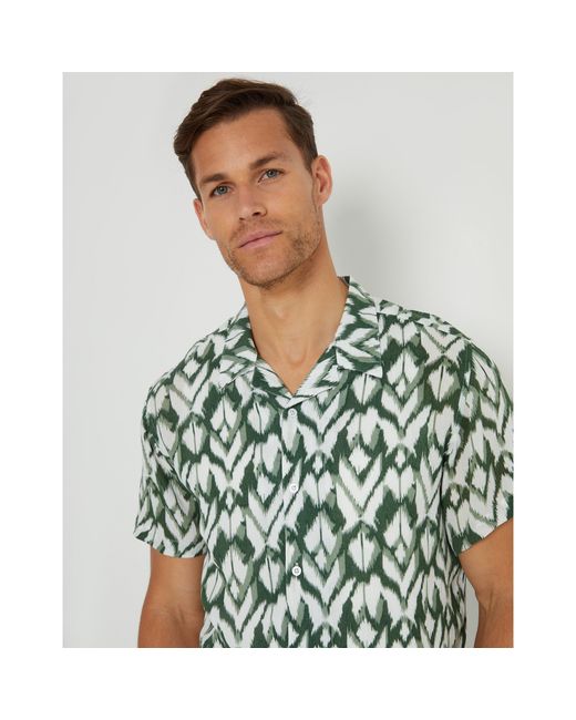 Threadbare Green Short-Sleeve Patterned Shirt for men