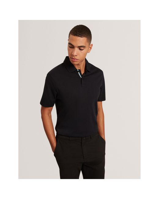 Ted Baker Black Mercerised Short Sleeve Polo Shirt for men