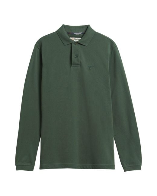 Barbour Green Essentials Long Sleeve Polo Shirt for men