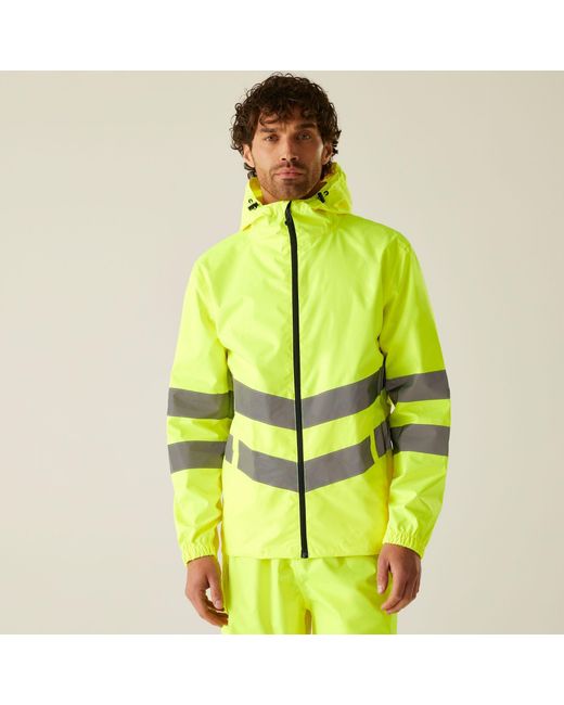 Regatta Green Hi-Vis Pro Waterproof Reflective Packaway Wo for men