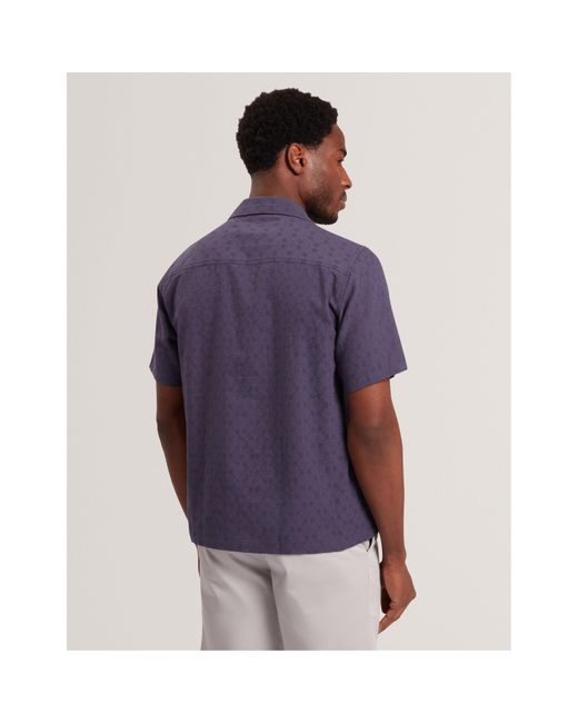 Ted Baker Blue Patterned Short Sleeve Shirt for men