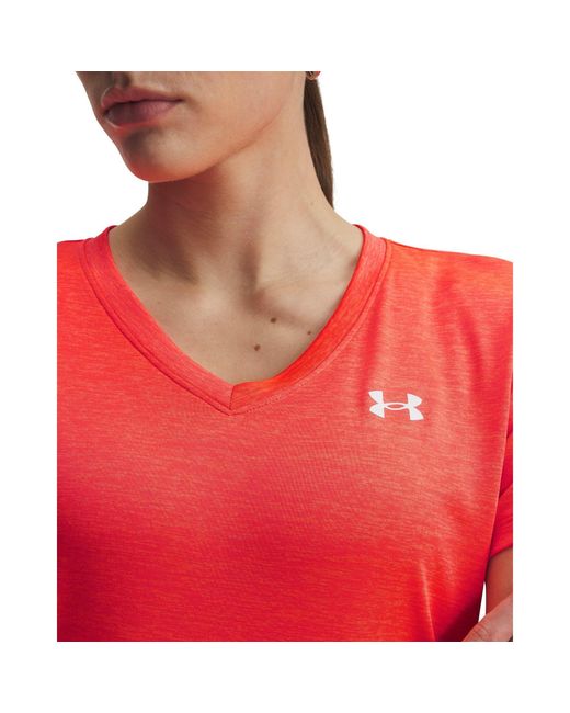 Under Armour Red Tech Twist V-Neck Short Sleeve Venom
