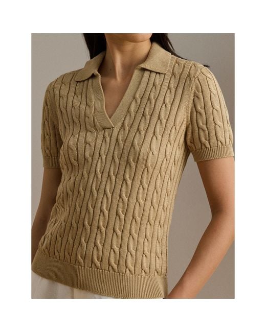 Ralph Lauren Natural Knitted Short Sleeve Polo Shirt