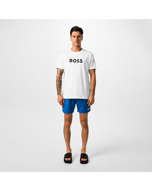 Boss White Bodywear Short Sleeve T-Shirt With Logo Print Detail for men