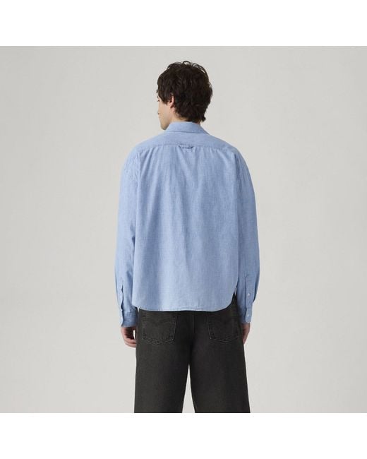 Levi's Blue Cropped Long Sleeve Denim Shirt for men