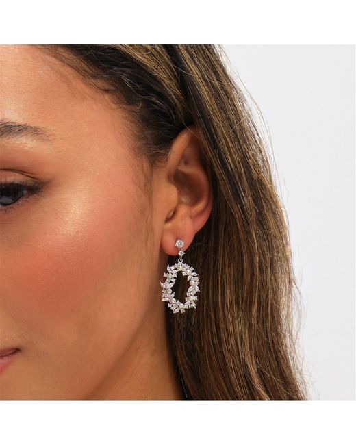 Jon Richard Metallic Crystal And Freshweater Pearl Open Earrings