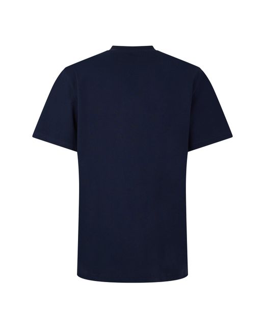 Guess Blue Regular Fit Embroidered T-Shirt for men