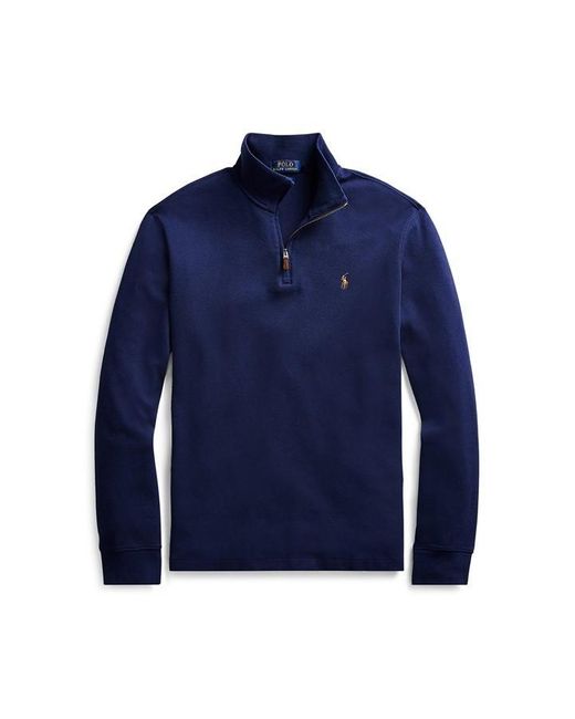 Polo Ralph Lauren Blue Estate Fleece Quarter Zip Sweater for men