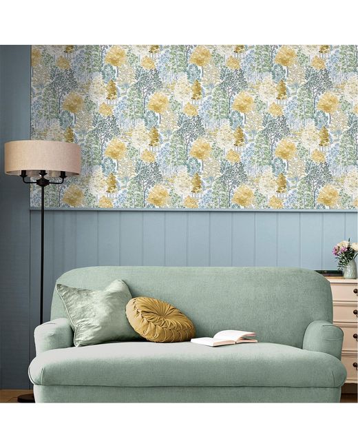 Laura Ashley Blue Bernwood Wallpaper