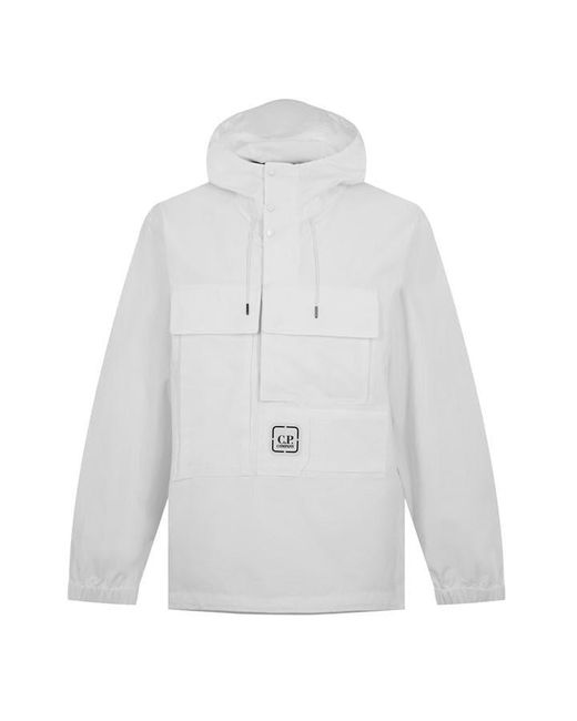 CP COMPANY METROPOLIS White Hooded Overshirt With Drawstring for men