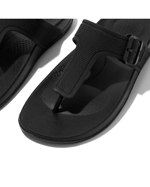 Fitflop Black Iqushion Adjustable Buckle Flip-Flops
