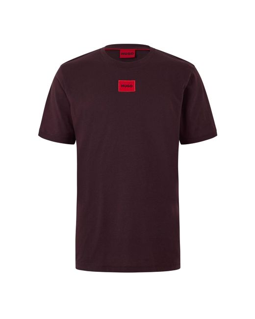 HUGO Purple Diragolino Contemporary T-Shirt With Logo Detail for men
