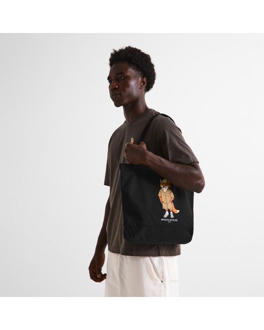 Maison Kitsuné Black Dressed Fox Tote Bag for men