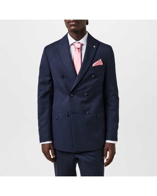 Twisted Tailor Blue Ellroy Double Breasted Jacket for men