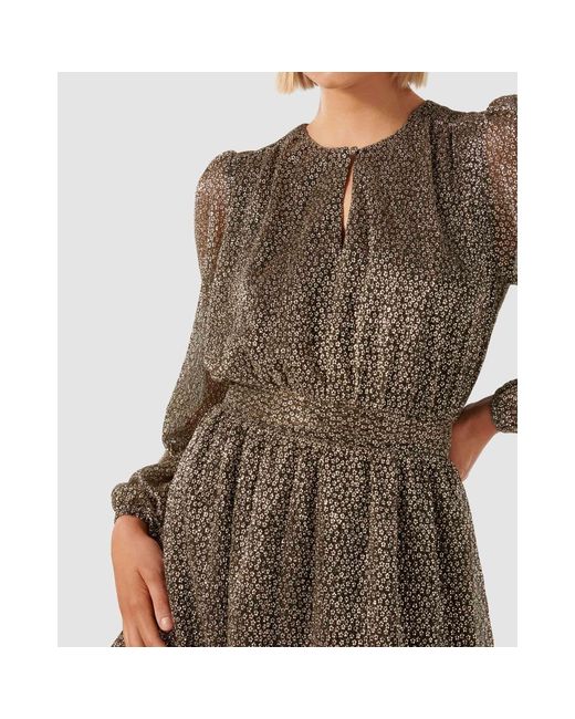 Forever New Natural Goldie Long Sleeve Plisse Mini Dress