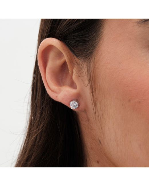 Jon Richard White Rhodium Plated Cubic Zirconia Round Stud Earrings