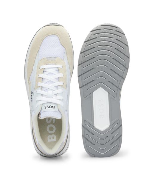 Boss White Kurt Runner Style Trainers for men