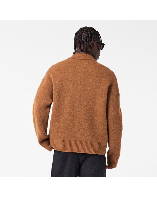 AMI Brown Adc Knitted Long Sleeve Polo Shirt for men
