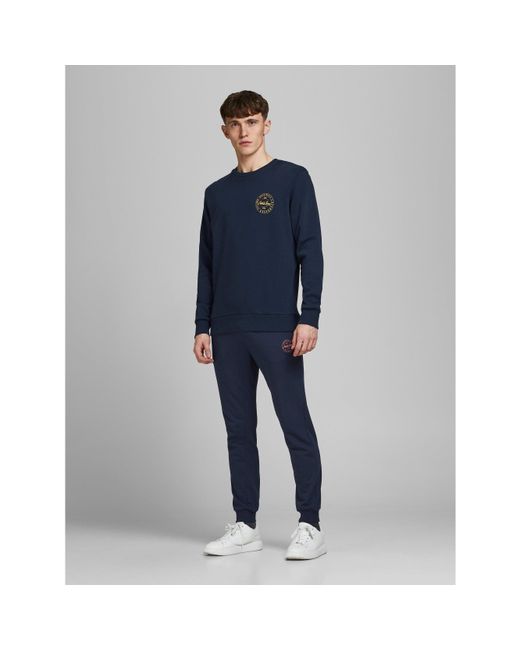 Jack & Jones Blue Gordon Shark Jogging Bottoms for men